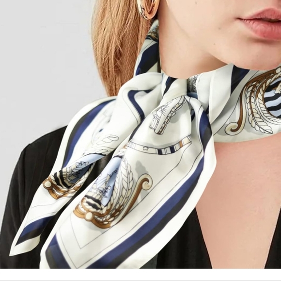 Accessories - Elegant White and Blue Nautical Scarf. NWT.